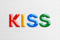 Kiss text lettering 3d colorful font typography