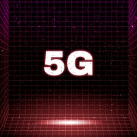 Futuristic neon 5g space grid typography