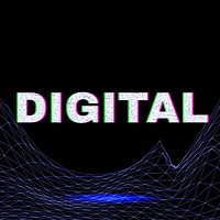 Synthwave style grid style digital neon text font