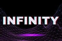 Vaporwave infinity neon grid word typography