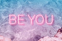 Be you neon word typography ocean gradient