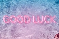 Good luck neon word typography ocean gradient