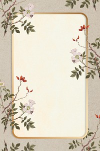 Gold blossom floral rectangle frame copy space