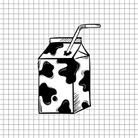 Psd milk carton pastel doodle cartoon clipart