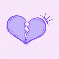 Psd pastel broken heart doodle social media story sticker