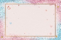 Glittery party frame psd blue pink gradient 