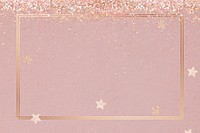 Festive shimmery vector frame pink star pattern