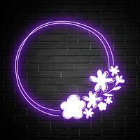 Vector neon frame botanical glowing border