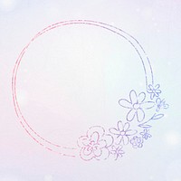 Vector floral wreath glitter border 