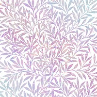 Pink leaf holographic pattern remix from artwork by William Morris