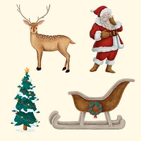 Christmas vibe festive holiday vector hand drawn set