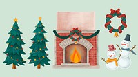 Christmas vibe ornament vector drawing set