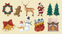 Cute Christmas psd ornament hand drawn collection