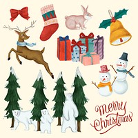 Christmas vibe festive holiday vector hand drawn set