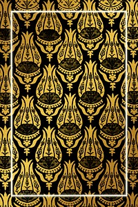 Golden tulip pattern frame vector remix from artwork by William Morris