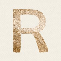 Gold r letter glitter brush psd typeface