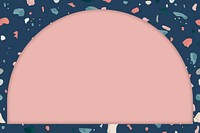 Blue terrazzo frame vector with pink background