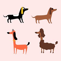 Flat animal vector illustration collection of cute dog breeds