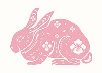 Year of rabbit vector pink Chinese horoscope animal sticker