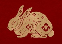 Year of rabbit vector gold Chinese horoscope animal sticker