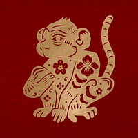 Monkey year gold vector traditional Chinese zodiac sign sticker