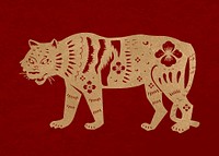 Year of tiger vector gold Chinese horoscope animal sticker