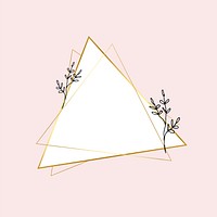 Gold triangle frame vector with simple flower drawing