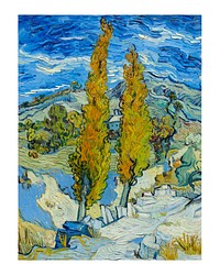 Van Gogh art print, vintage The Poplars at Saint-R&eacute;my wall decor (1889). Original from The Cleveland Museum of Art. Digitally enhanced by rawpixel.