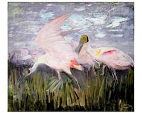 Abbott Handerson Thayer poster. Roseate Spoonbills wall art (1905&ndash;1909) painting in high resolution. Original from the Smithsonian Institution. Digitally enhanced by rawpixel.