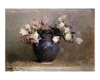 Roses art print, vintage still life (1890) painting in high resolution by Abbott Handerson Thayer. Original from the Smithsonian Institution. Digitally enhanced by rawpixel.