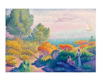 Henri-Edmond Cross poster. Two Women by the Shore painting (1896). Original from The Cleveland Museum of Art. Digitally enhanced by rawpixel.