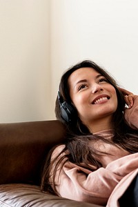 Girl listening to music background