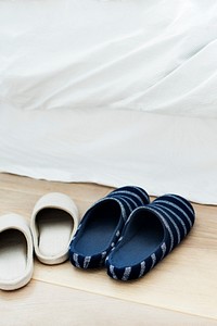 Slippers in bedroom background