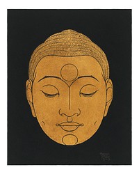 Buddha head poster, vintage art Head of Buddha wall decor, remixed from the artwork of Reijer Stolk