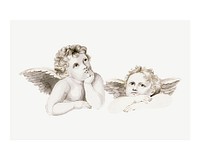 Cherub art print, little angel wall decor poster, remix from the artwork of Jonkvrouw Elisabeth Kemper