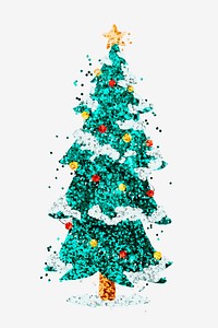 Glitter green Christmas tree  hand drawn