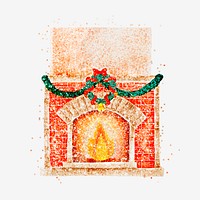 Glitter Christmas fireplace hand drawn
