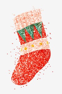 Glitter red Christmas sock hand drawn