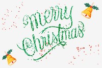 Green merry Christmas greeting psd handwritten