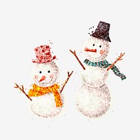 Glitter snowman png Christmas sticker hand drawn