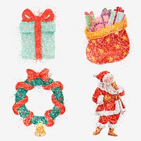 Christmas glitter drawing vector collection