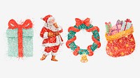 Colorful glitter hand drawn vector Christmas collection