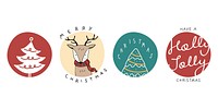 Christmas vector cute cartoon badge collection