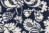 Indigo leafy pattern background vector remix artwork from William Morris