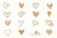 Gold heart sticker collection psd valentine&#39;s day