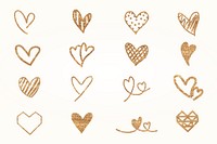 Gold heart sticker collection psd valentine's day