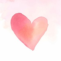 Pink watercolor heart icon vector valentine&#39;s day edition