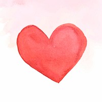 Watercolor pink heart sticker psd valentine&#39;s day