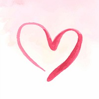 Watercolor pink heart sticker psd valentine's day