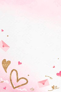 Valentine’s love letter frame psd background with glittery heart